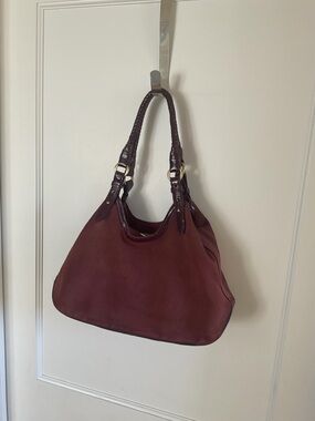 Cole Haan Burgundy Leather Hobo with Braided Straps